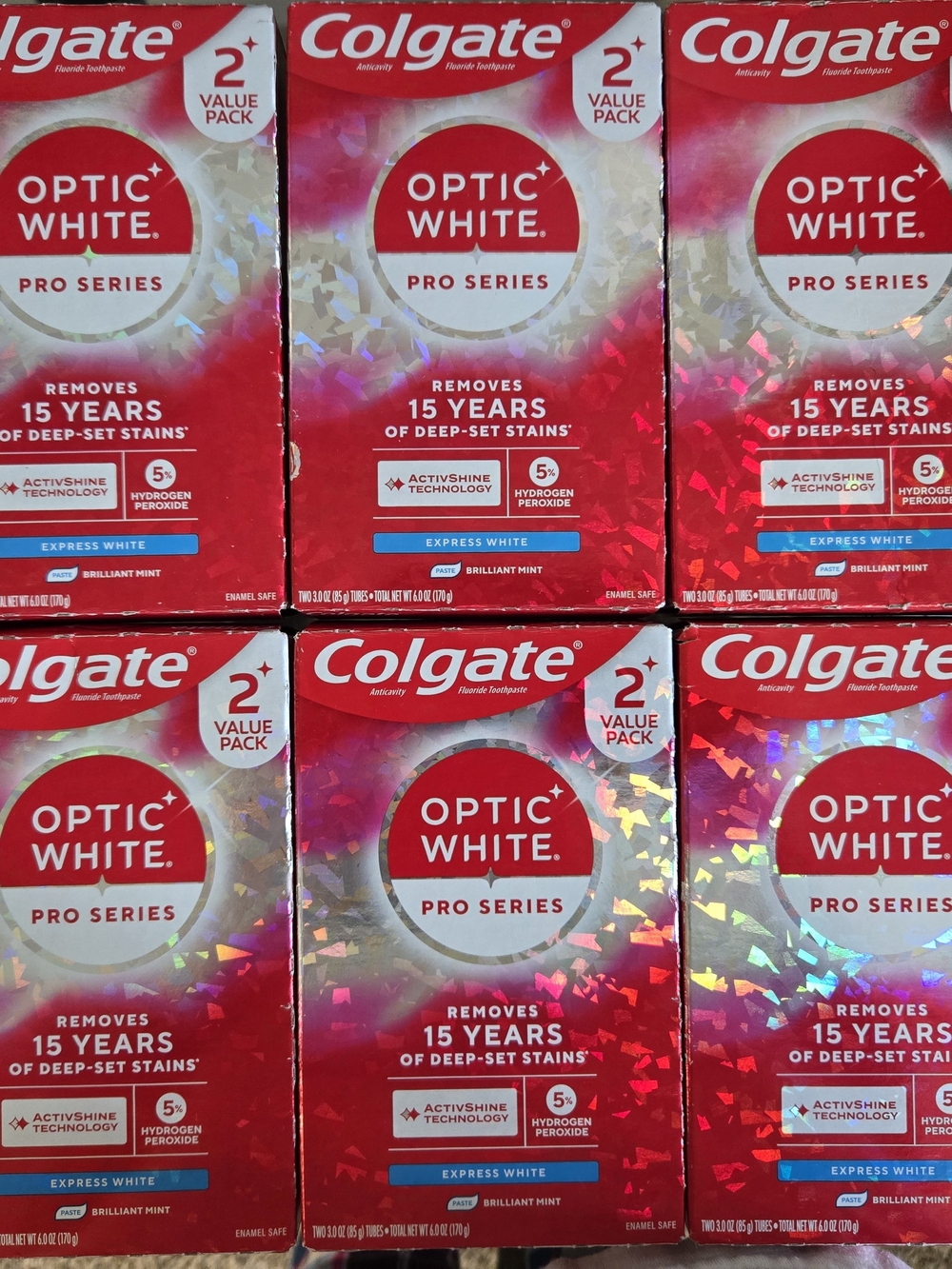 Bundle Of 6 Brand New Colgate Optic White Pro Series Toothpaste